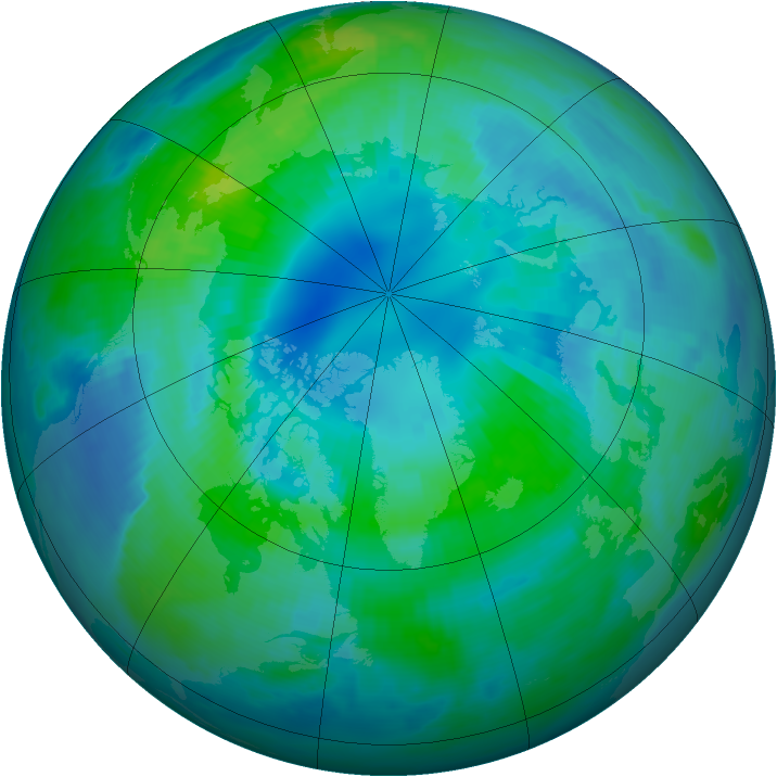 Arctic ozone map for 09 October 1996